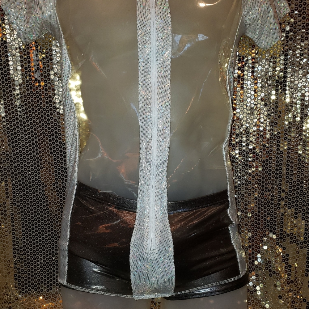 Men's custom couturemed clear and AB fabric shorts